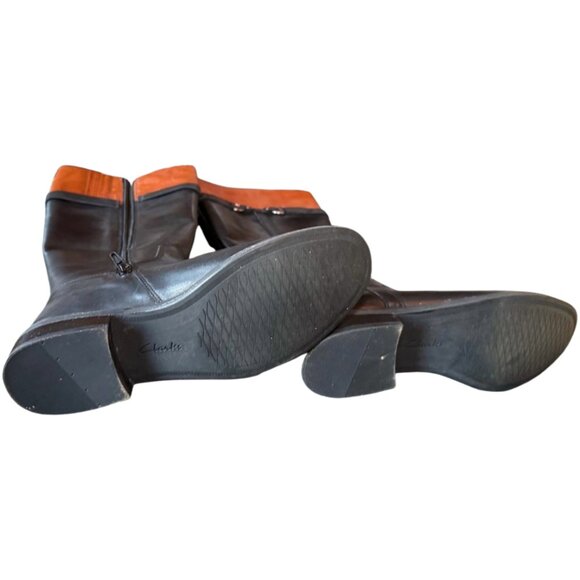 Clarks Leather Riding Boots – Black & Cognac – Size 7.5 - Picture 3 of 3